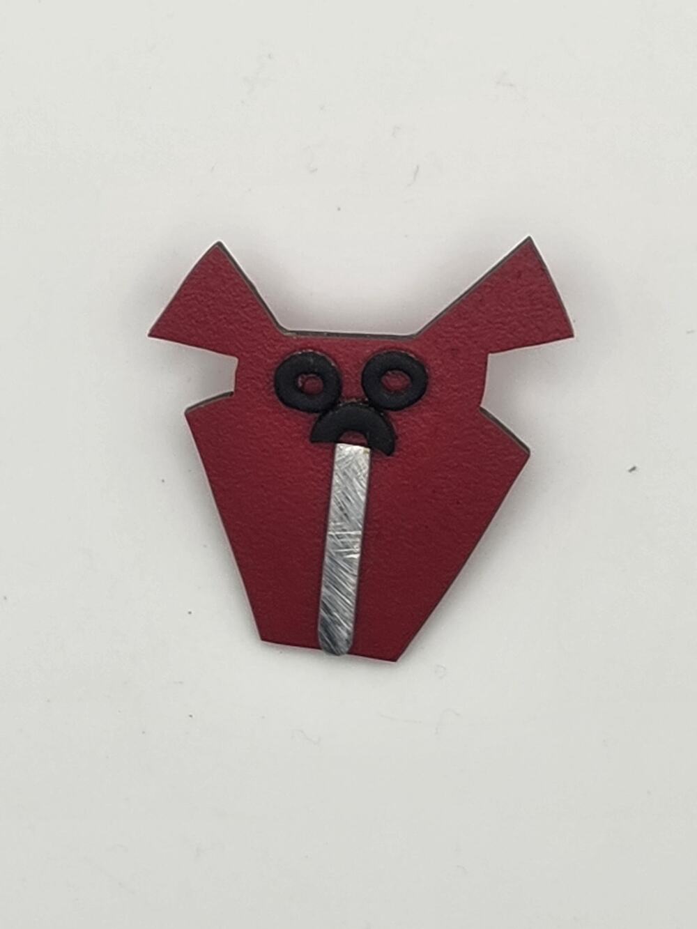 Vintage Red Geometric Dog Brooch Pin Abstract Avant Garde Face Jewelry